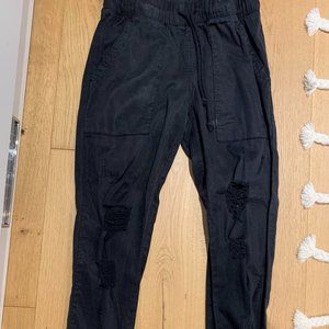 Bella Dahl Black Distressed Joggers, Size XS
